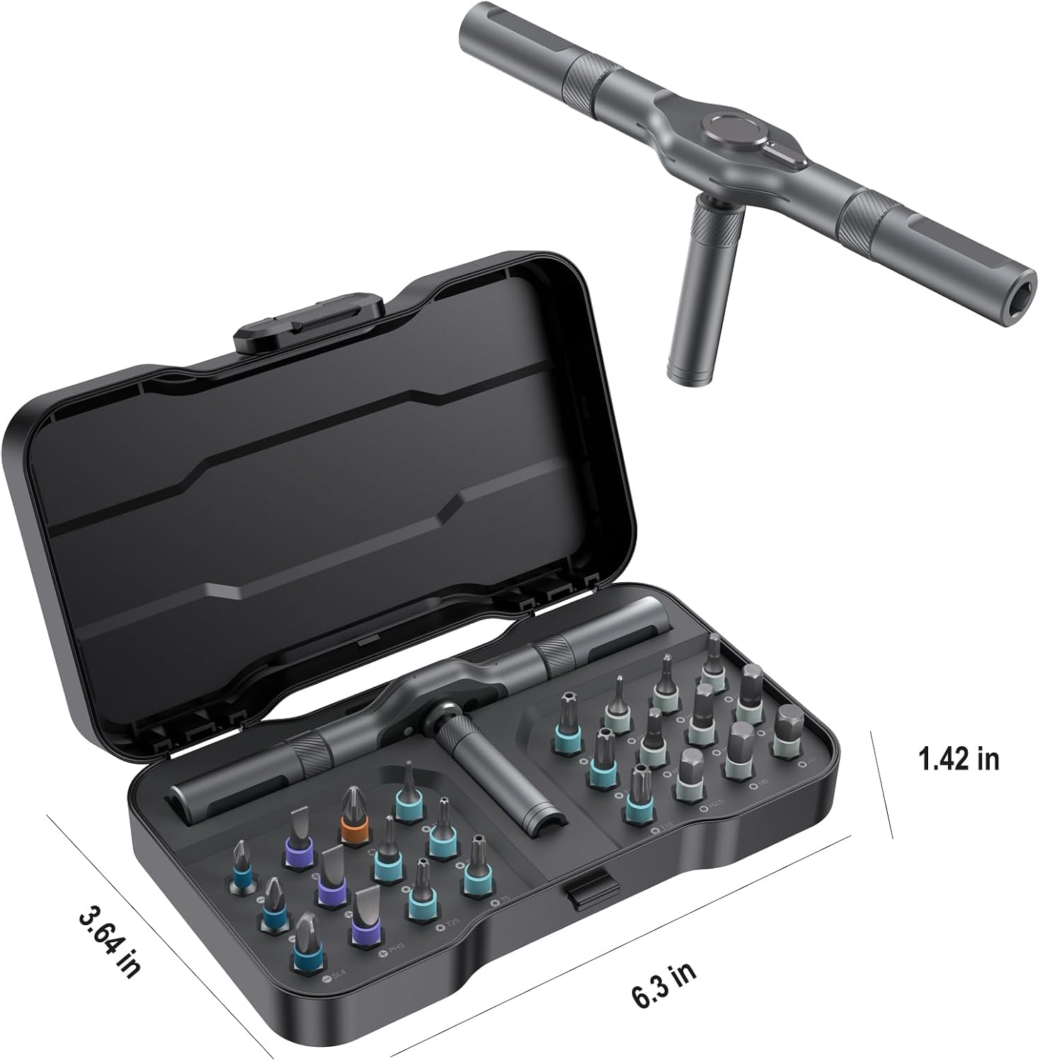 24-in-1 Ratchet Screwdriver Set, Magnetic Precision Bits with Detachable Handle & Case