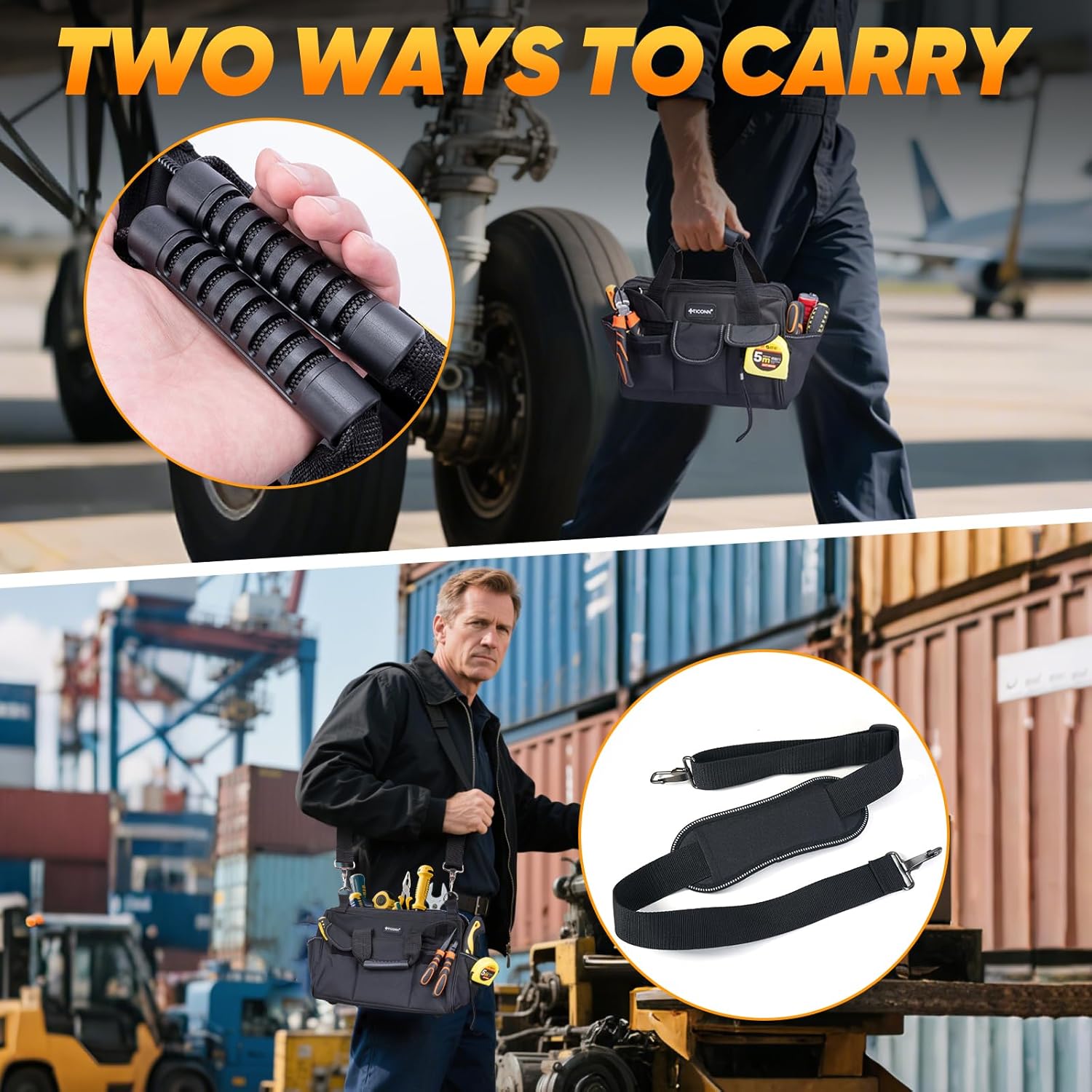 eavy Duty Tool Bag with Multi-Pockets, Portable Tool Box Organizer Storage Bag