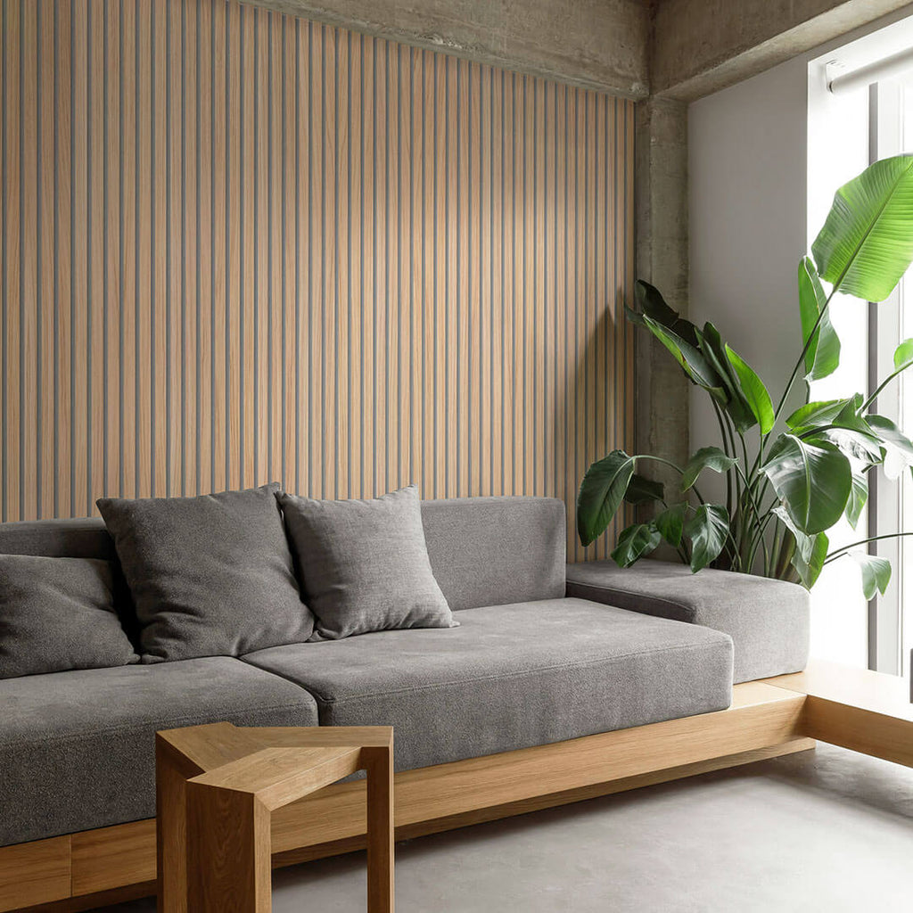 Painel Acústico  240 x 60cm | Carvalho Natural Feltro Cinza