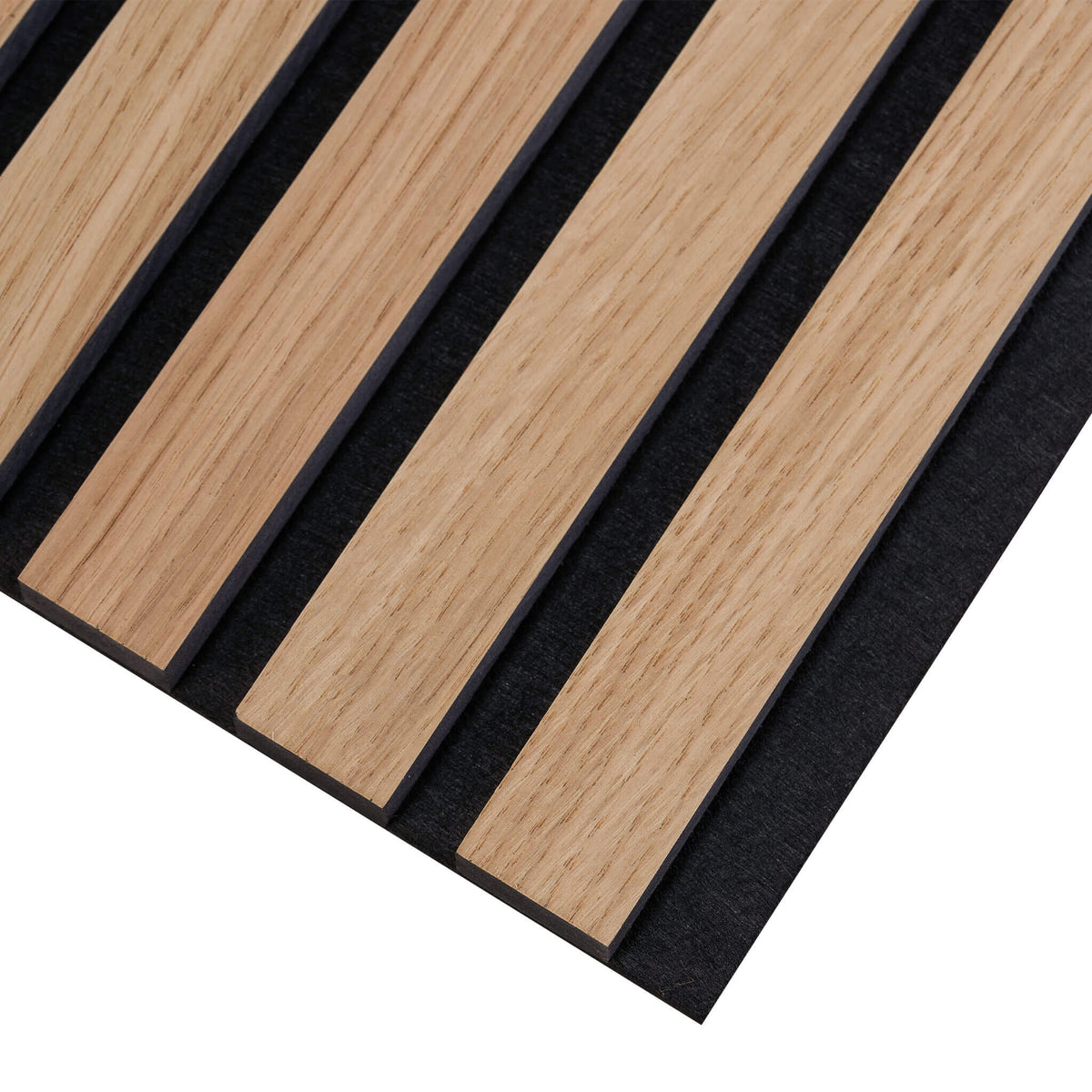 Painel Acústico 240 x 60cm | Carvalho Natural - Núcleo Preto - Feltro Preto